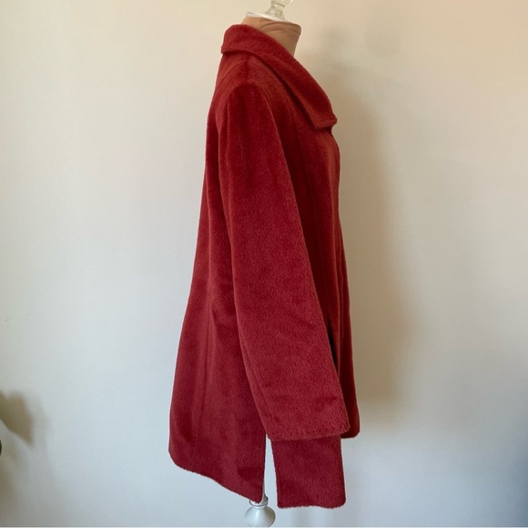 Cinzia Rocca Baby Alpaca Wool Red Hidden Button Placket Pointed Collar Coat 10 - Picture 7 of 12